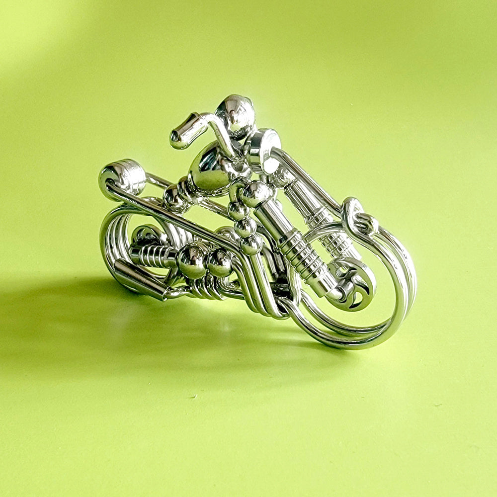 Creative Steel Wire-Wrapped  Motorcycle Minifigure Hanging Key Chain
