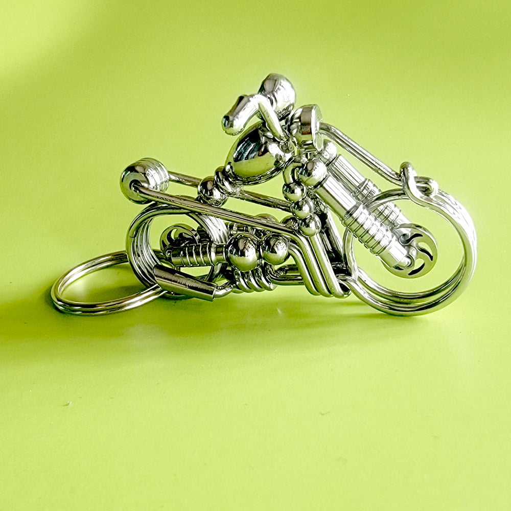 Creative Steel Wire-Wrapped  Motorcycle Minifigure Hanging Key Chain