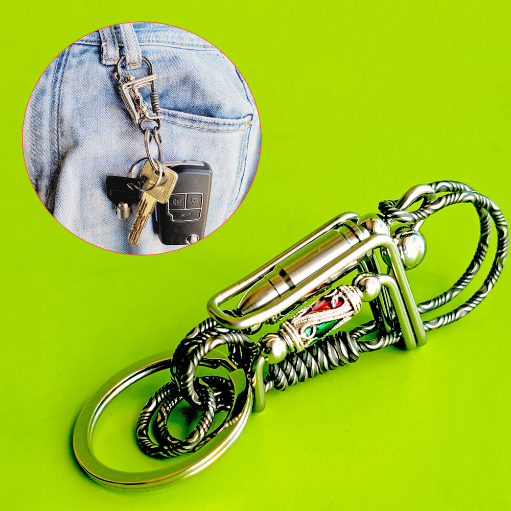 Handmade Wire Wrapped Skull Keyring Keychain Hooks for men